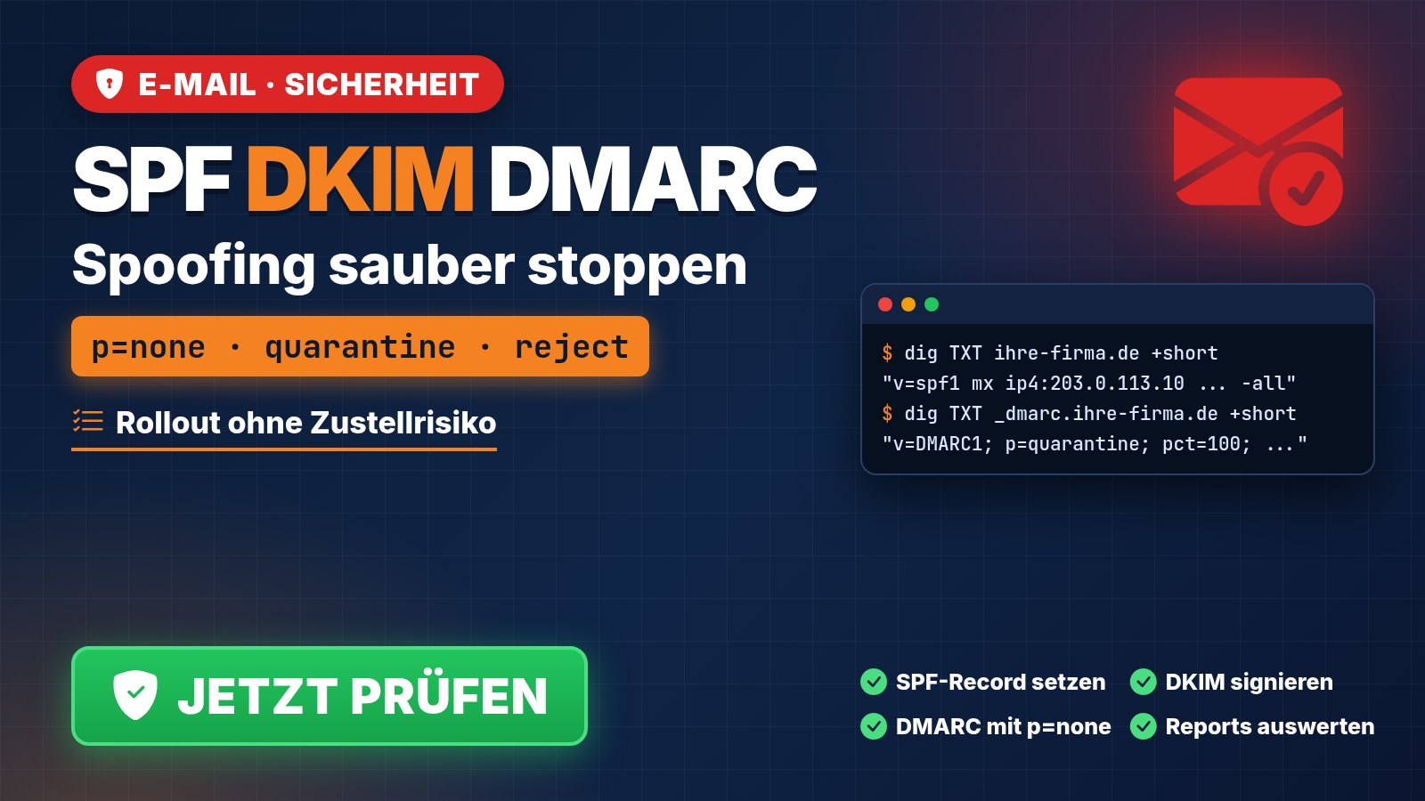 SPF, DKIM und DMARC erklärt: Unterschiede, Zusammenhänge & Praxisbeispiele