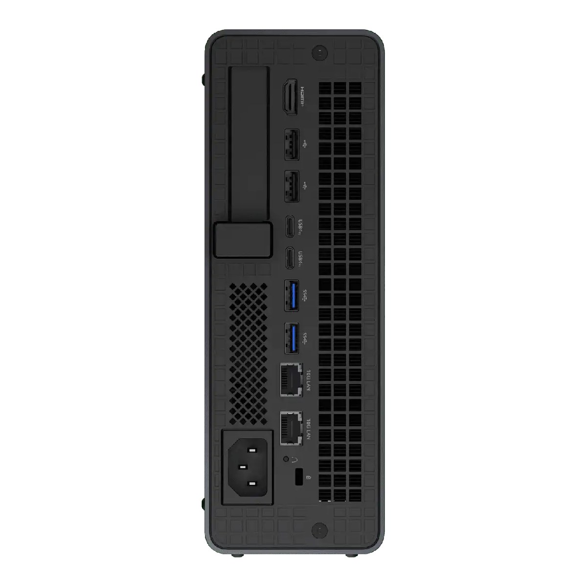 R&uuml;ckseite des Minisforum MS-S1 MAX mit HDMI, USB-Anschl&uuml;ssen und zwei 10GbE-RJ45-Ports
