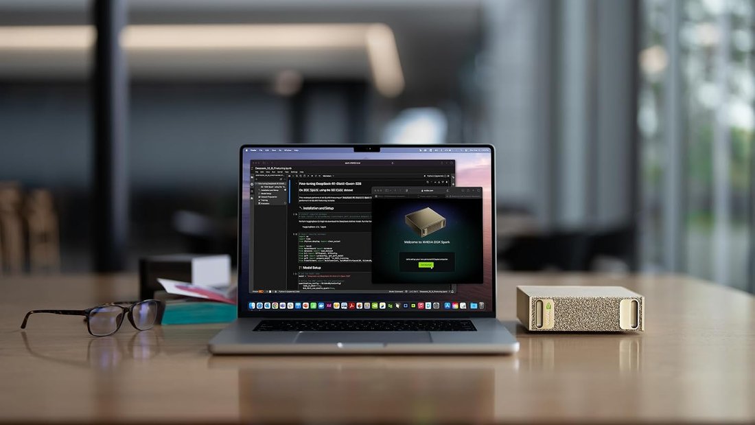 Einrichtung des NVIDIA DGX Spark über die Weboberfläche auf einem Laptop